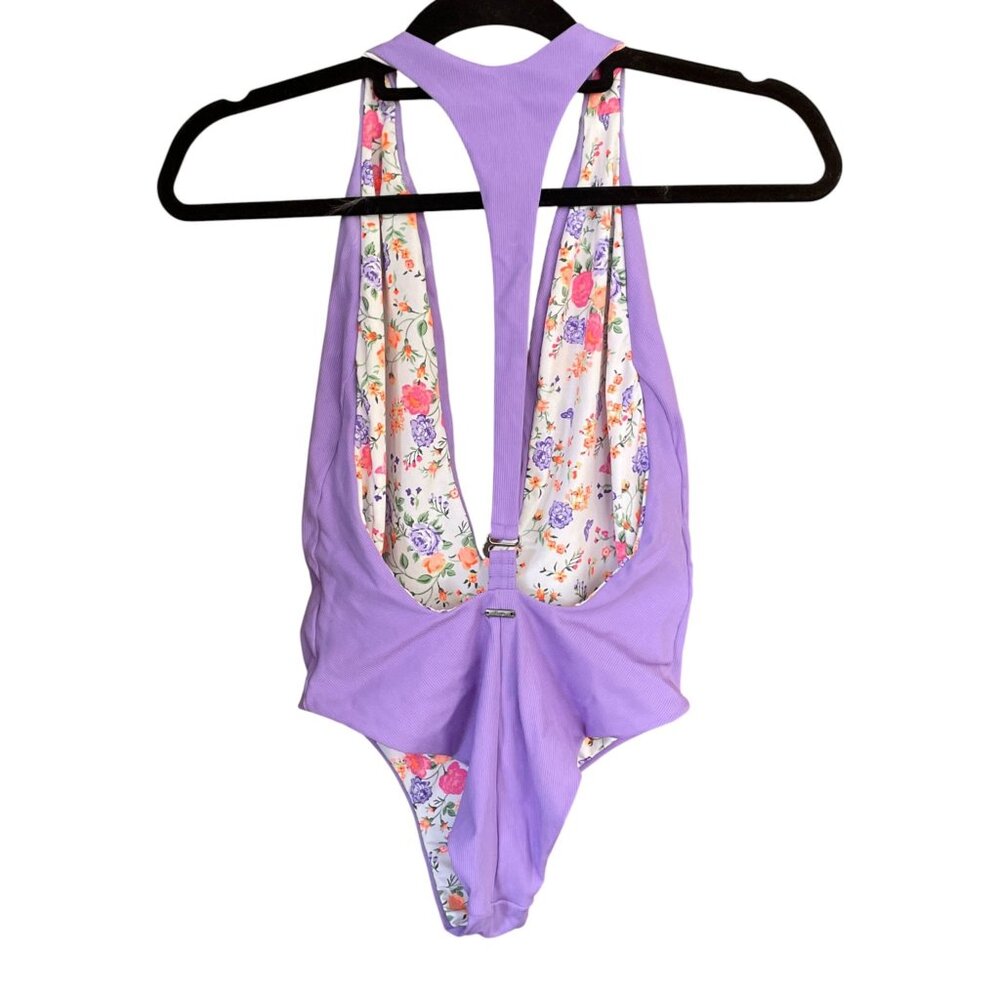 Maaji Dunes Nude Tiky Reversible One-Piece Swimsuit SZ S Floral Purple - Picture 3 of 9